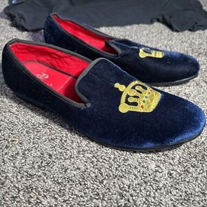 Piergitar Fashion Men's Crown Velvet Slip-on Shoes Loafers Dress Size 11
